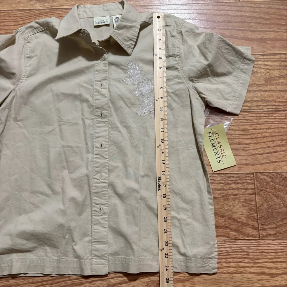 NEW NWT Classic Elements Button Front Embroidered Shirt Medium Gorpcore Vintage - Picture 7 of 8
